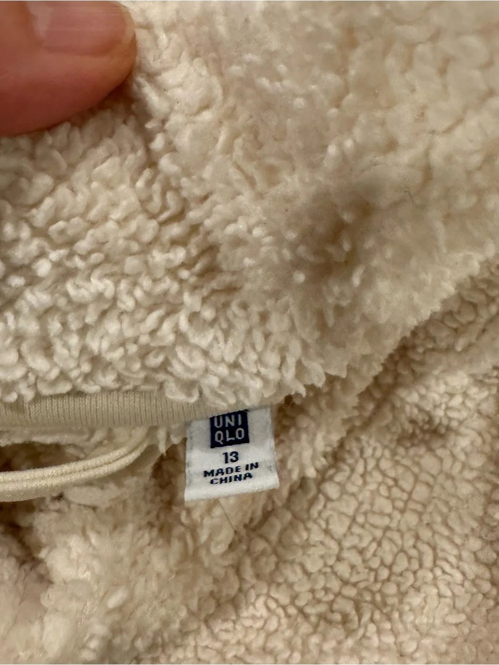 Uniqlo Kids Fluffy Yarn Fleece Full Zip Jacket Size 13 Cream Sherpa Stand Collar